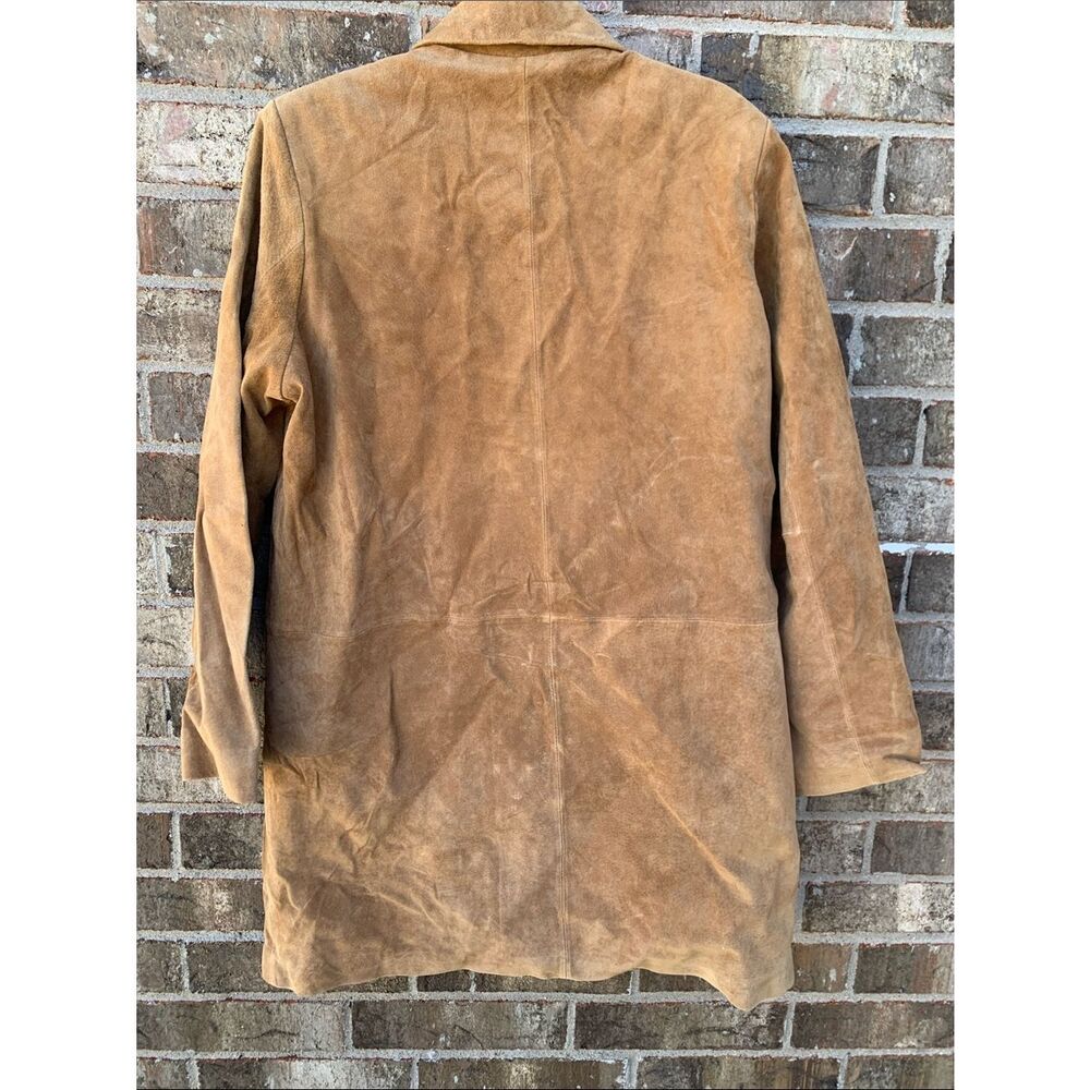 Take 50% OFF- Bernardo Genuine Leather Suede Trench Coat in Tan, Size-L - Picture 10 of 14